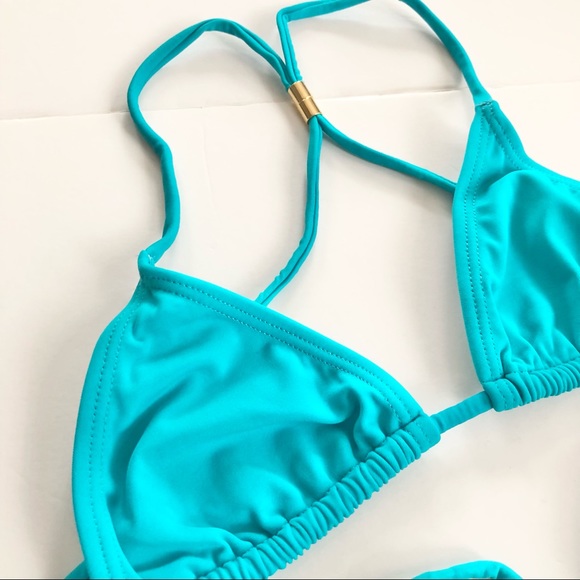 Rise Swim Teal Two Piece String Bikini Thong Bottom Size Small - Picture 6 of 8